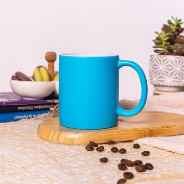 SÜBLİMASYON RENKLİ MAVİ KUPA